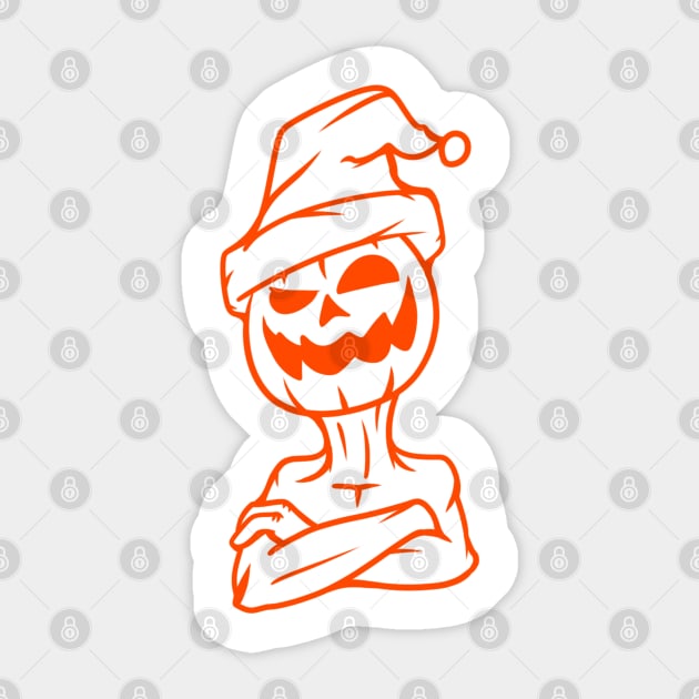 Spooky Pumpkin in Christmas (or Halloween) out line Sticker by alaadin
